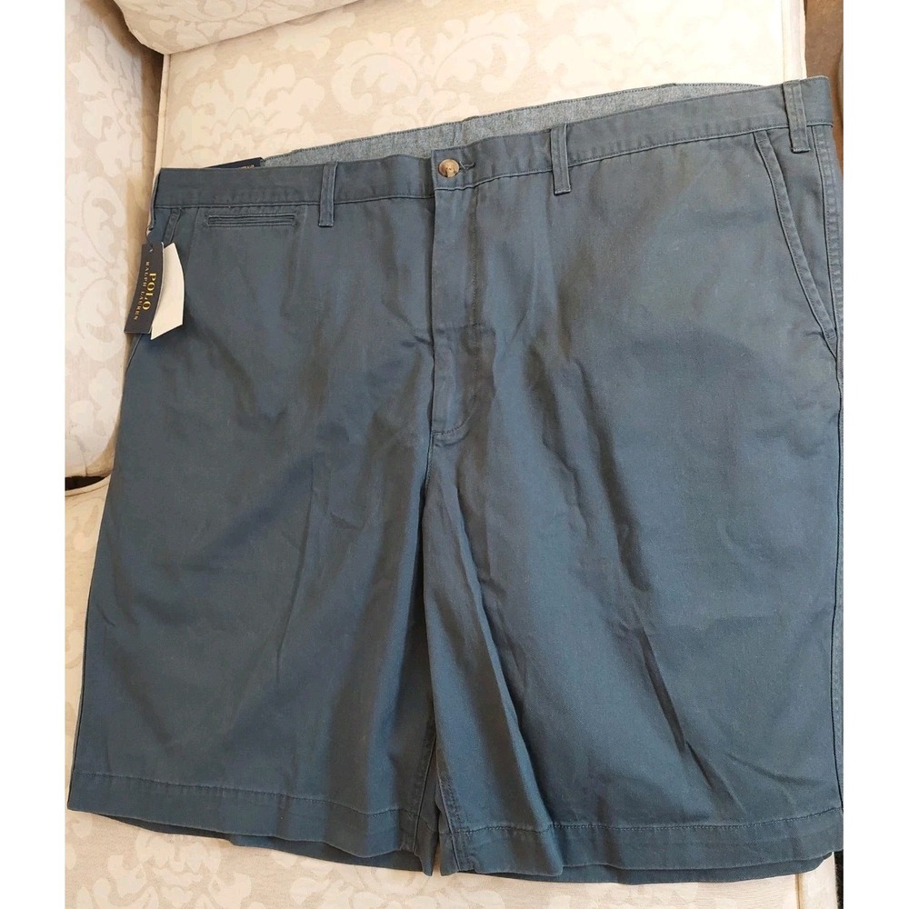 NEW! Polo Ralph Lauren Mens Cotton Shorts Big/Tall Blue Flat Front Size 48 B $90